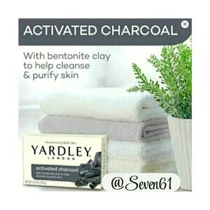 Yardley of London 3 Bars Soap Activated Charcoal Purifying Moisturizing 4.25 oz